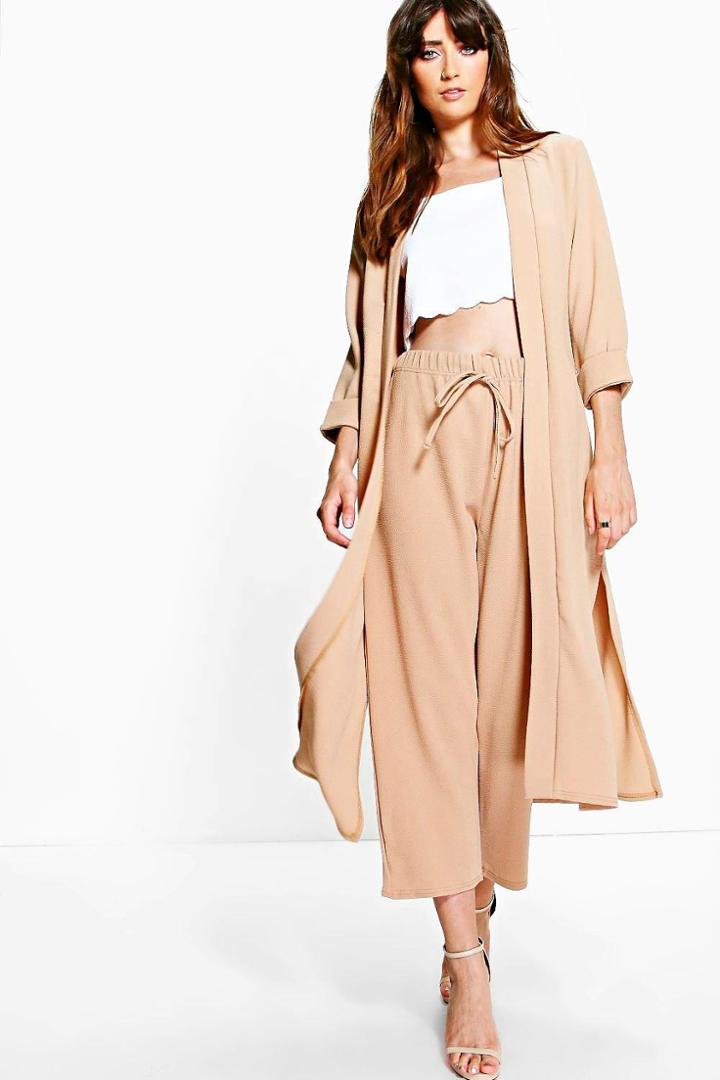 Boohoo Isabella Crop Woven Trouser Camel
