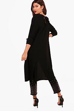 Boohoo Bethany Bow Back Duster