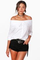 Boohoo Tall Avery Off The Shoulder Shirt White