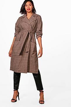 Boohoo Hayley Prince Of Wales Checked Duster Coat