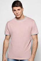 Boohoo Crew Neck Regular Fit Ringer T-shirt Pink