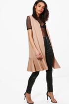 Boohoo Karina Sleeveless Frill Hem Duster Stone