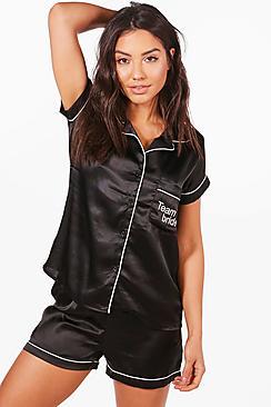 Boohoo Maddison Team Bride Satin Pjs