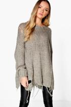 Boohoo Harriet Oversized Distressed Jumper Grey