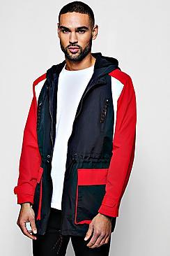 Boohoo Longline Fleece Lined Colour Block Windbreaker