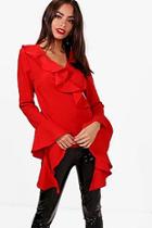 Boohoo Paige Ruffle Wrap Tie Side Blouse