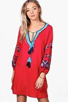 Boohoo Boutique Evron Embroidered Smock Dress