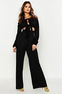 Boohoo Off Shoulder Top & Wide Leg Trouser Co-ord