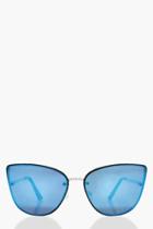 Boohoo Charlotte Oversized Blue Lens Frameless Sunglasses Blue