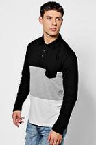 Boohoo Long Sleeve Colour Block Polo