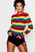Boohoo Lola Rainbow Knitted Jumper