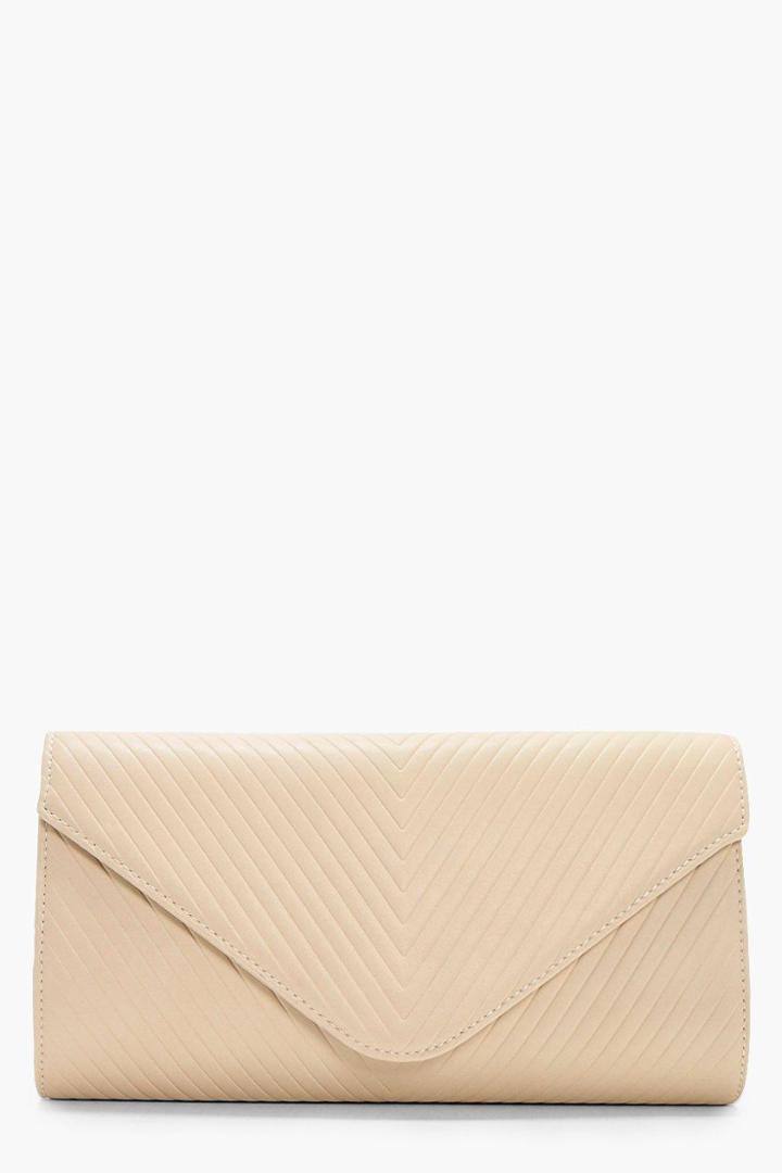 Boohoo Amy Quilted Clutch Cream