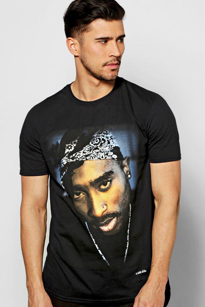 Boohoo 2pac License T-shirt Black