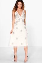 Boohoo Boutique Misa Embellished Stappy Back Dress Ivory