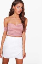 Boohoo Tia Off The Shoulder Crop Top Rose