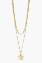 Boohoo Linked Choker And Hammered Coin Layered Necklace