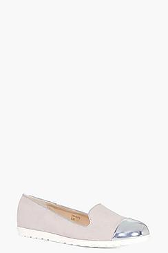 Boohoo Molly Contrast Toe Cap Slipper Ballet