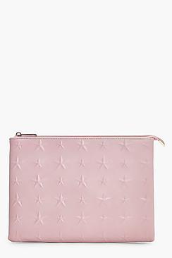 Boohoo Skye Embossed Star Zip Top Clutch