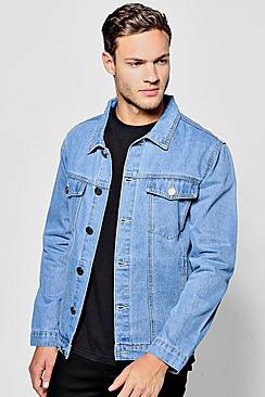 Boohoo Mid Blue Denim Jacket With Photo Back Print