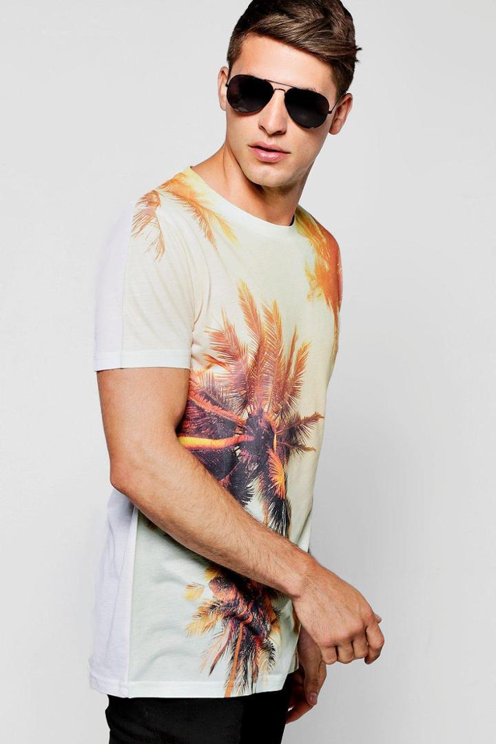 Boohoo Palm Sublimation T Shirt Yellow