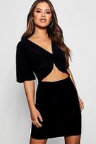 Boohoo Petite Sophie Knot Front Bodycon Dress