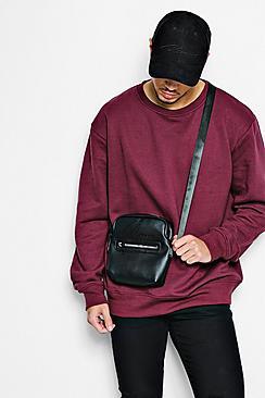 Boohoo Man Embossed Faux Leather Cross Body Bag