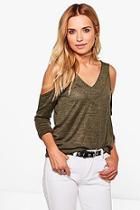 Boohoo Emily Cold Shoulder Knitted Top