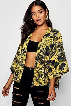 Boohoo Floral Print Split Sleeve Kimono