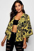 Boohoo Floral Print Split Sleeve Kimono