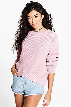 Boohoo Lucy Marl Oversized Fisherman Jumper