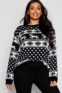 Boohoo Plus Snowflake Christmas Sweater