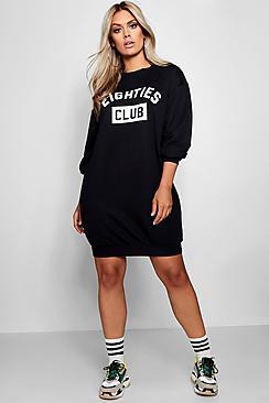 Boohoo Plus Jess 80's Slogan Sweat