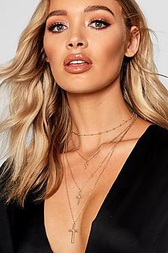 Boohoo Lisa Choker And Cross Layered Necklace