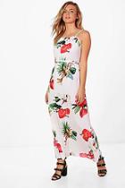 Boohoo Maura High Neck Hibiscus Maxi Dress