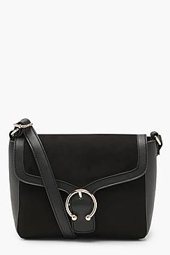 Boohoo Metal Ring Detail Suedette Cross Body