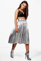 Boohoo Pleated High Shine Full Midi Skirt