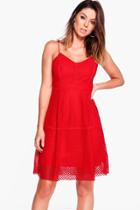 Boohoo Eliza Mesh Strappy Dress Red