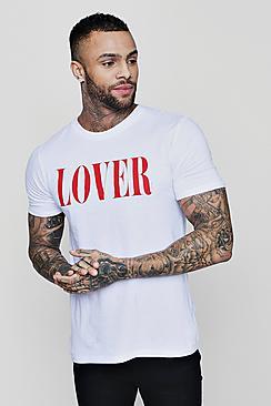 Boohoo Valentines Lover T-shirt With Rolled Sleeves