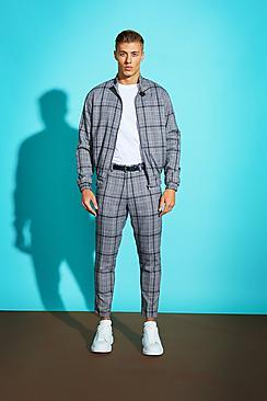 Boohoo Jaspe Grid Check Skinny Fit Cropped Trouser