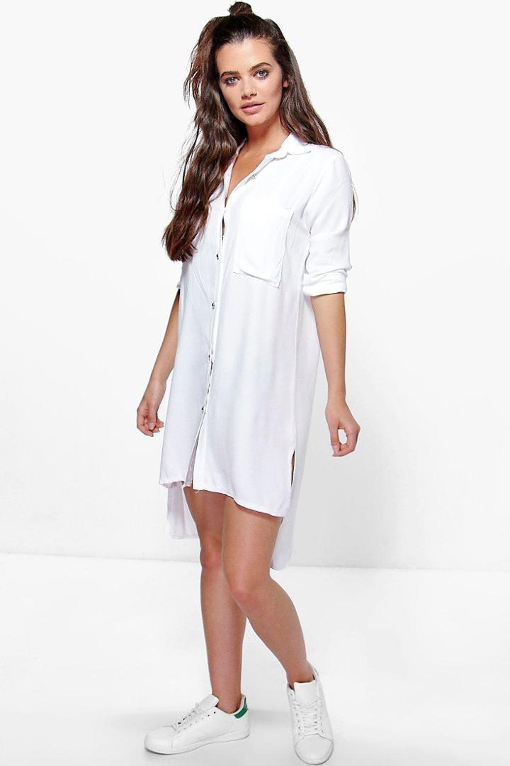 Boohoo Monique Shirt Dress White