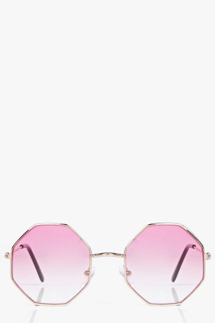 Boohoo Eliza Ombre Round Sunglasses Pink