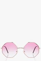 Boohoo Eliza Ombre Round Sunglasses Pink