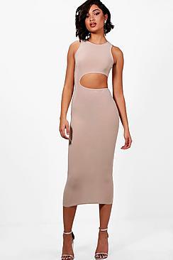 Boohoo Tall Cut Out Maxi Slinky Dress