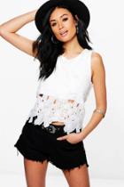 Boohoo Clare Woven Lace Tank Top White