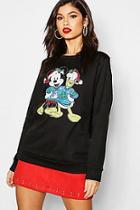 Boohoo Disney Christmas Mickey & Donald Sweatshirt