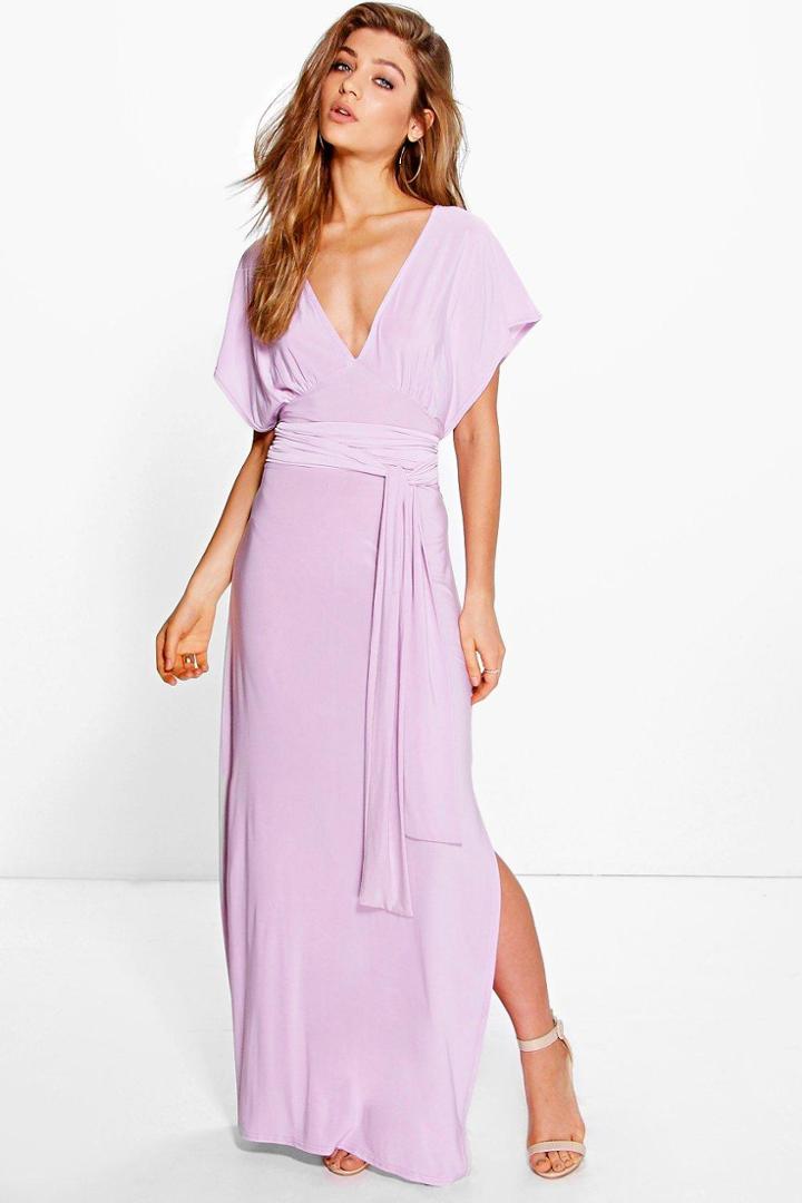 Boohoo Veronica Obi Belt Maxi Dress Violet