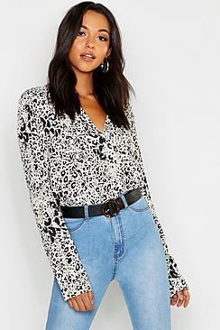 Boohoo Tall Leopard Print Utility Shirt