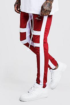 Boohoo Man Signature Tricot Panelled Skinny Fit Joggers