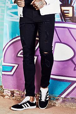 Boohoo Dele Ripped All Over Super Skinny Fit Jeans