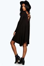 Boohoo Leena Cross Back Swing Dress Black